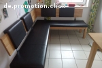Moderne Eckbank aus Massivholz und Leder in sehr gutem Zusta