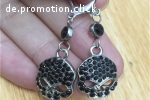 Ohrringe Edelstahl Harley Davidson Skull Zirkonia Schwarz